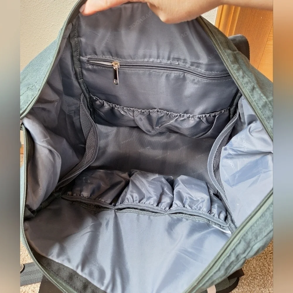 Lovevook Diaper Tote bag Shoulder Strap Dark Green Large Zip Closure